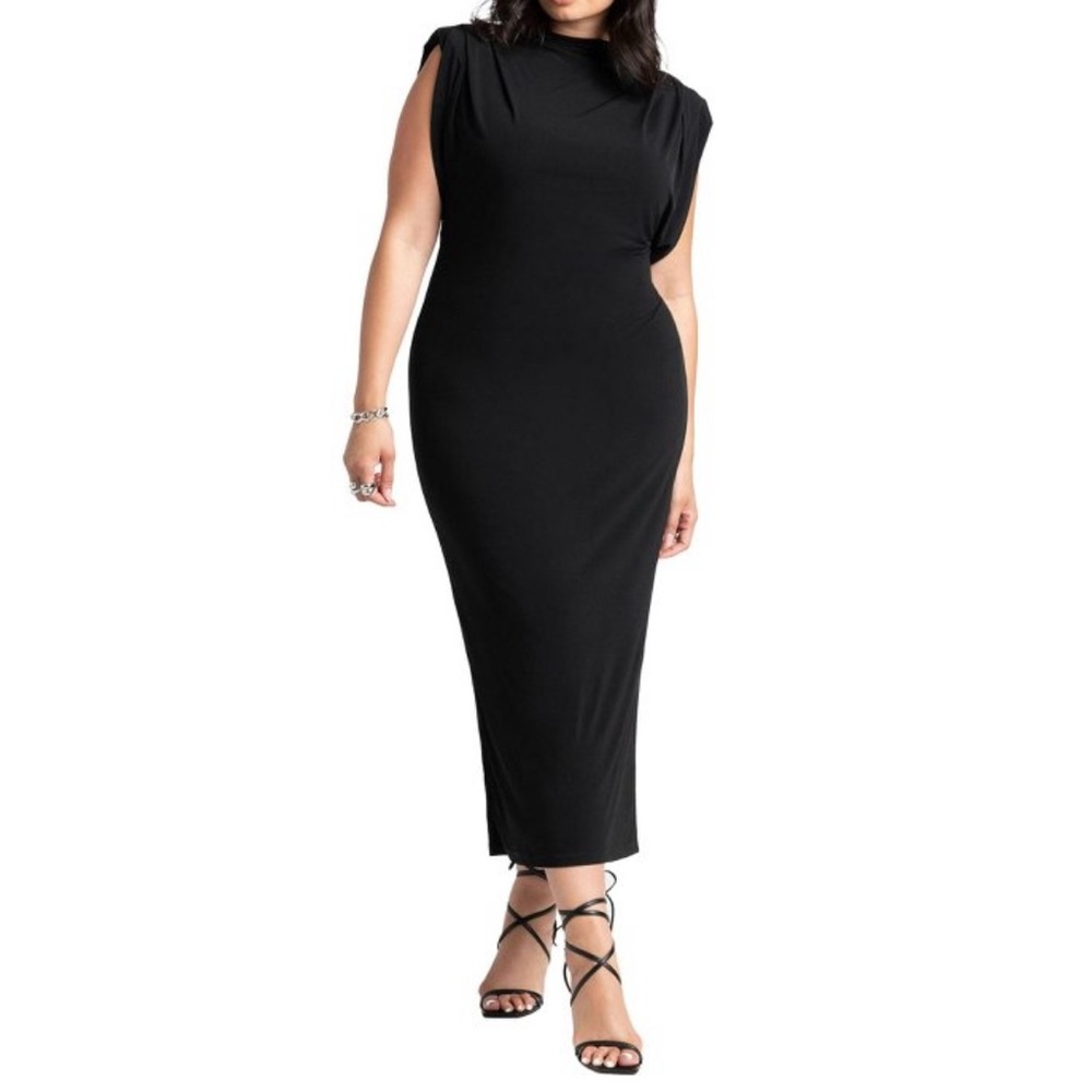 🆕 ELOQUII Funnel Neck Midi Dress Red Size 16